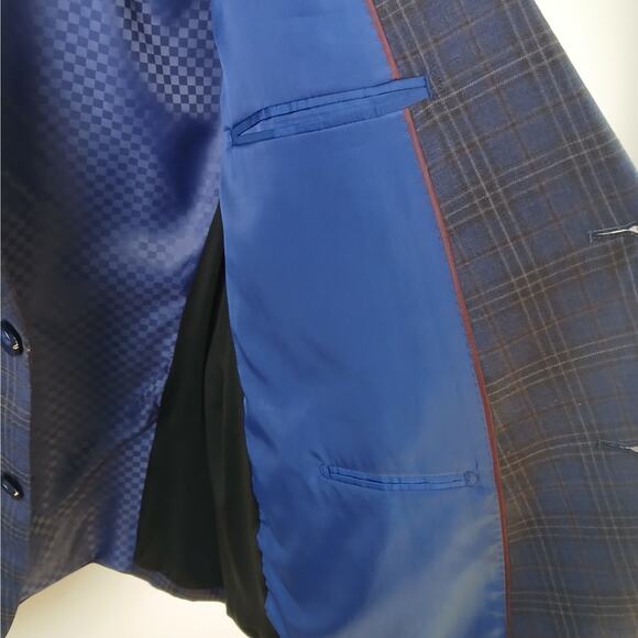 Douglas & Grahame Men's SZ 46R 100% Wool 282V Modern Fit Blazer Blue Plaid NWT - Picture 6 of 7